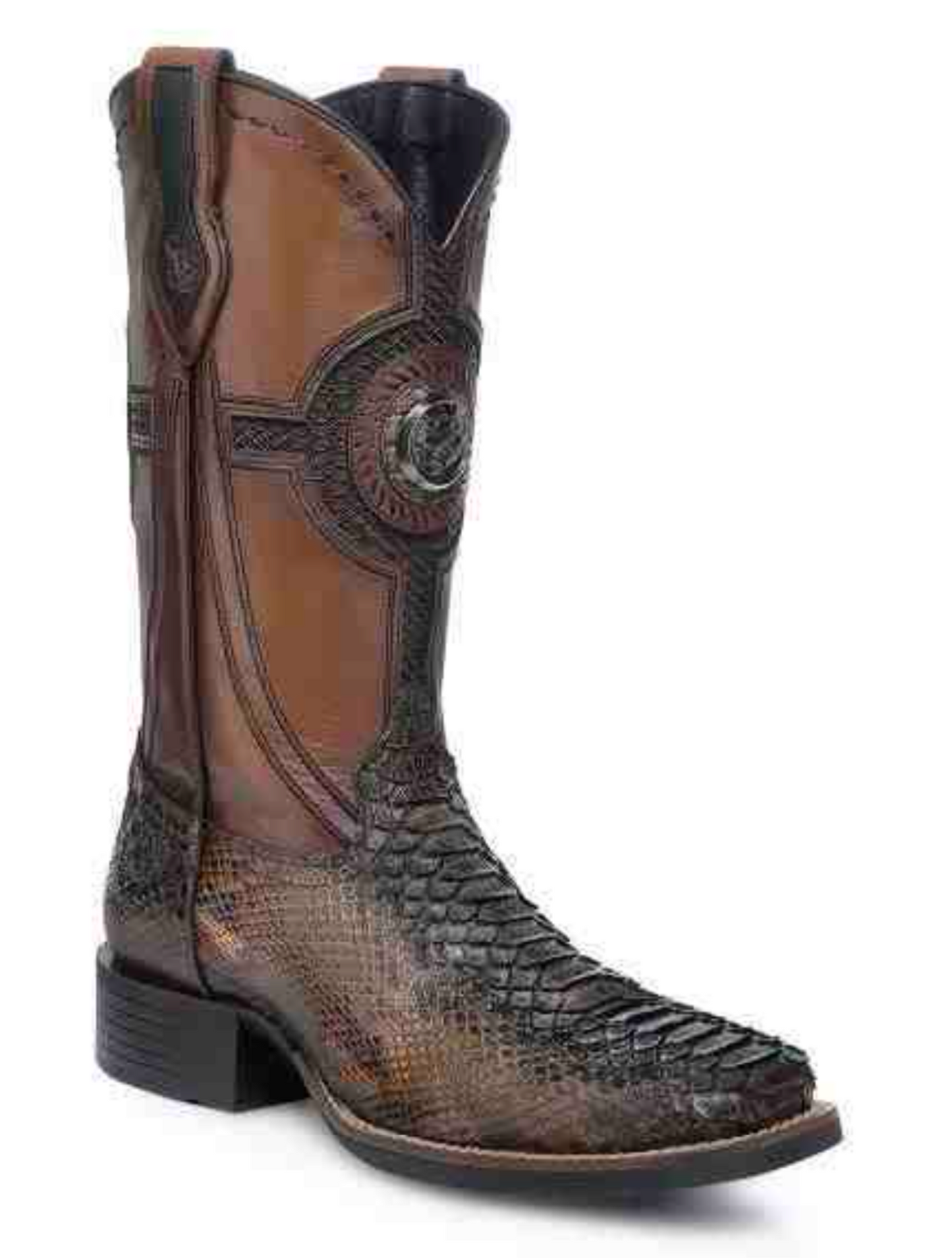 CU978 CUADRA HONEY PYTHON SQUARE TOE BOOTS