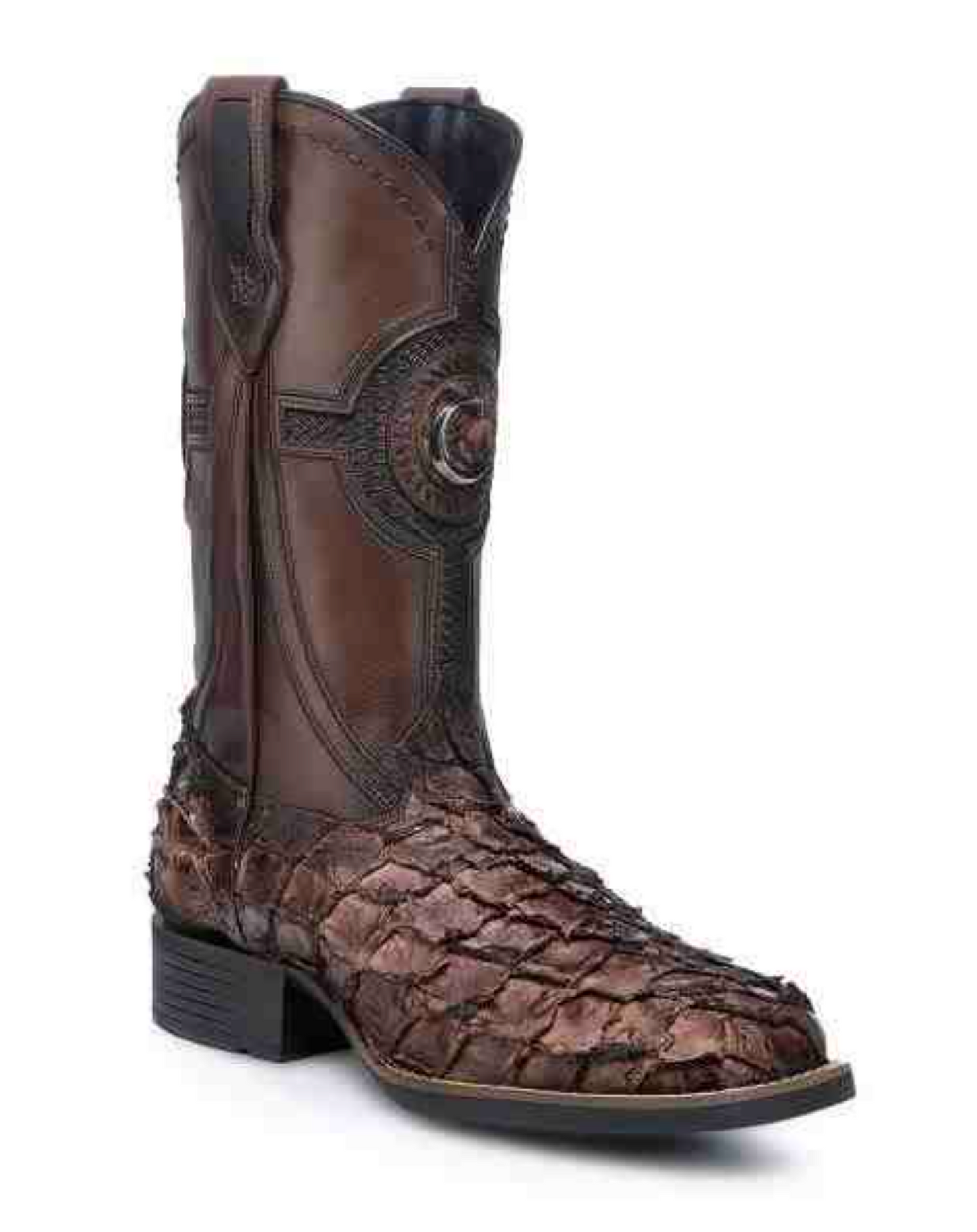 CU980 CUADRA BROWN PIRARUCU SQUARE TOE BOOTS