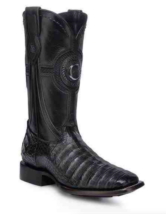 CU976 CUADRA BLACK CAIMAN SQUARE TOE BOOTS