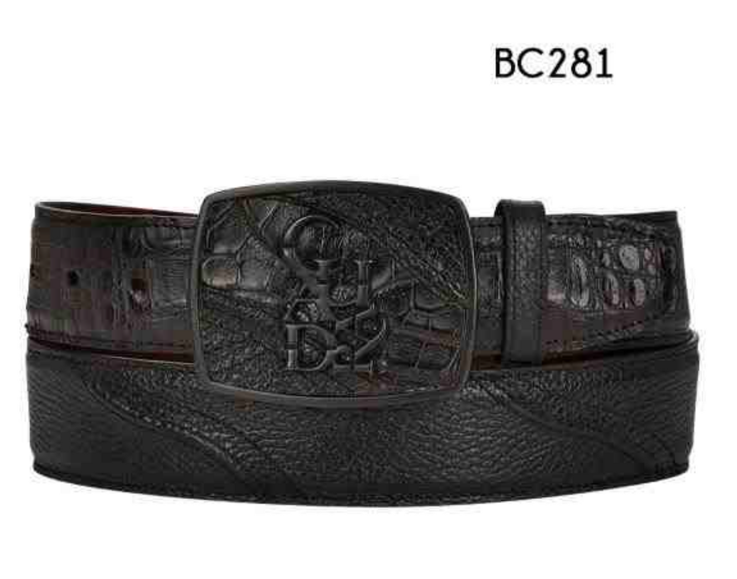 BC281 CUADRA BLACK CAIMAN STITCHING BELT