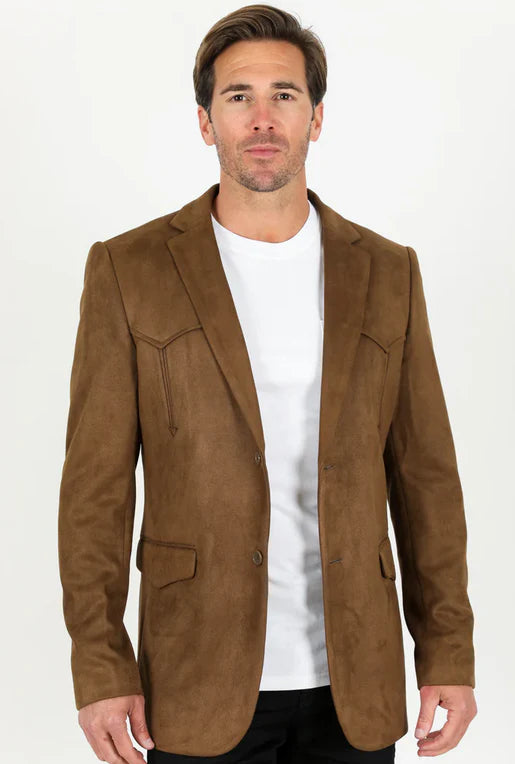 BLZ9447 PLATINI MEN'S DOUBLE BUTTON FAUX SUEDE BLAZER