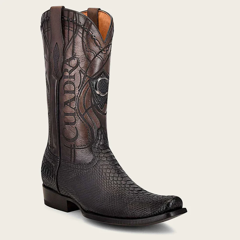 CU607 CUADRA MENS PYTHON BLACK BOOTS