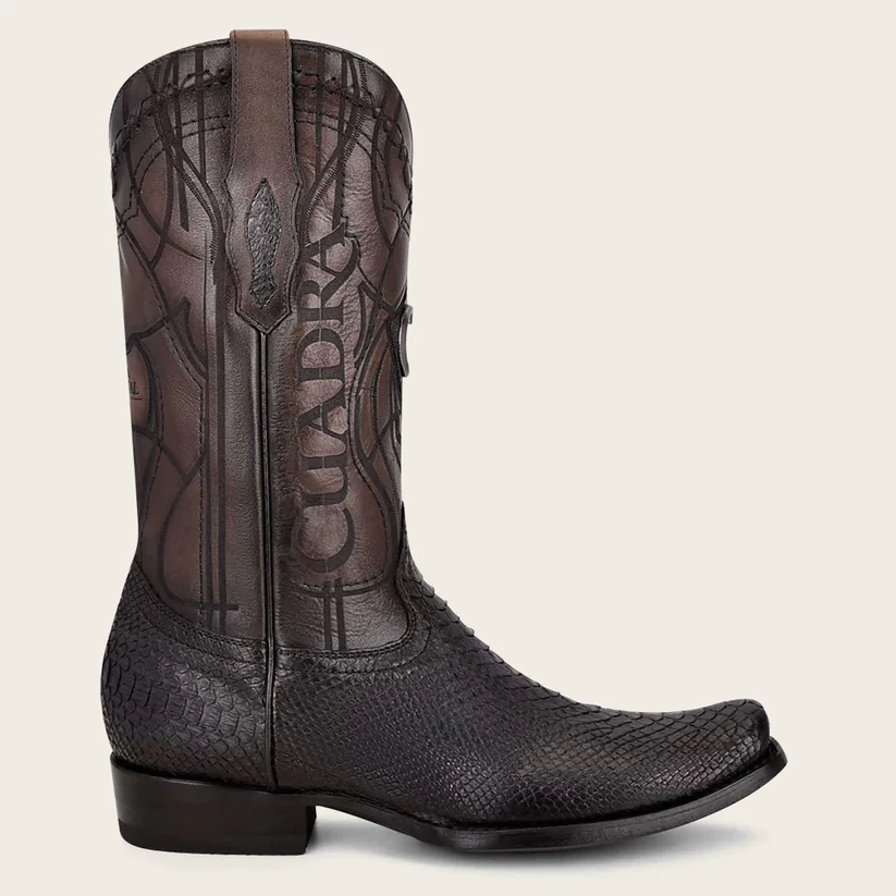 CU607 CUADRA MENS PYTHON BLACK BOOTS
