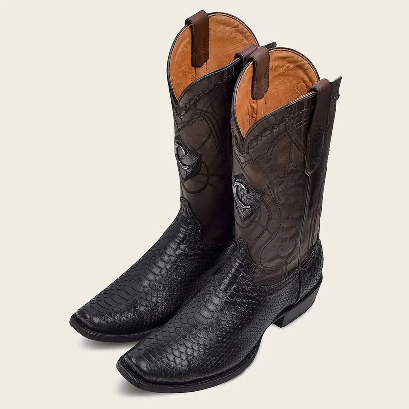CU607 CUADRA MENS PYTHON BLACK BOOTS