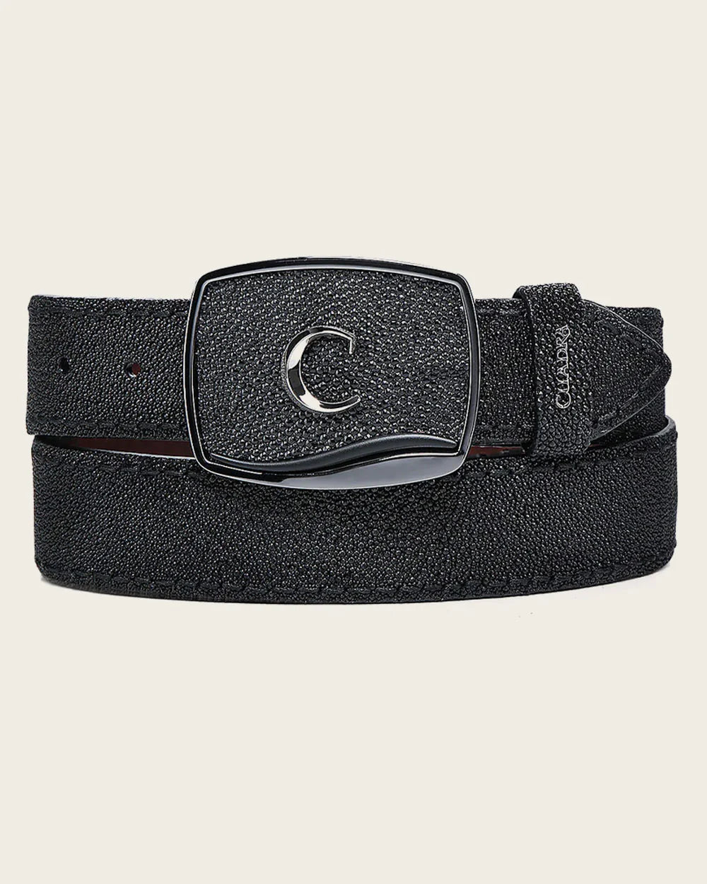 BC440 CUADRA BLACK COWBOY BELT FOR MEN IN GENUINE STINGRAY AND BOVINE
