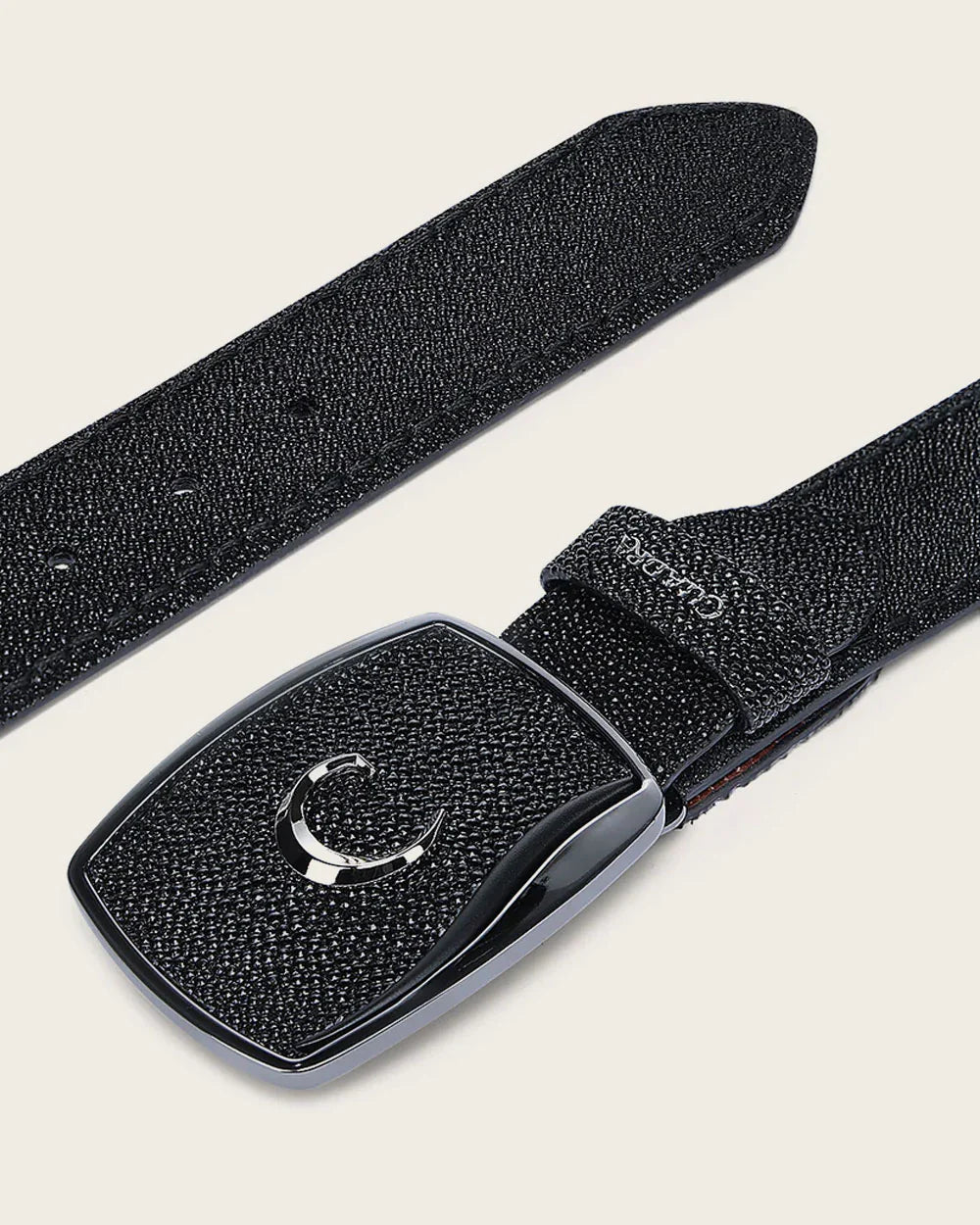 BC440 CUADRA BLACK COWBOY BELT FOR MEN IN GENUINE STINGRAY AND BOVINE LEATHER