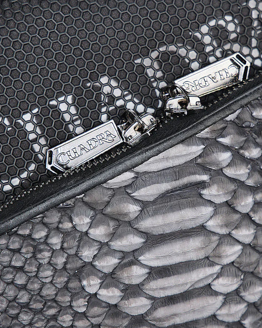DU728 CUADRA GREY CONTRASTING LEATHERS EXOTIC MESSENGER BAG