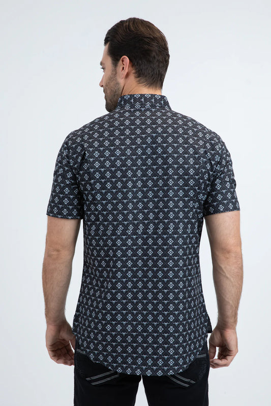 PGS11113 Mens Performance Classic Fit Short Sleeve Black Shirt