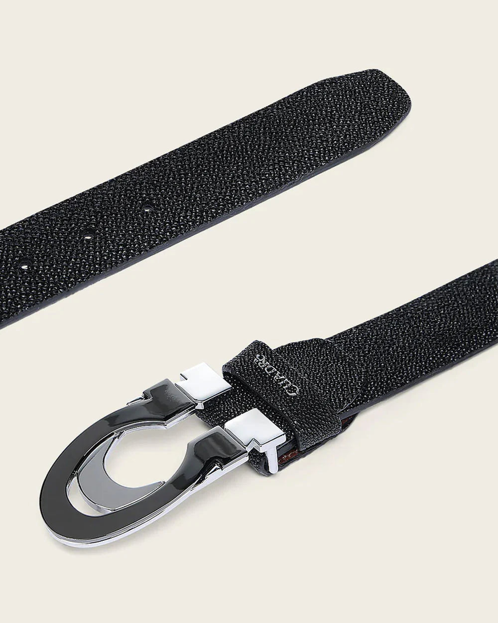 BC433 MEN'S BLACK STINGRAY LEATHER CASUAL BELT CUADRA