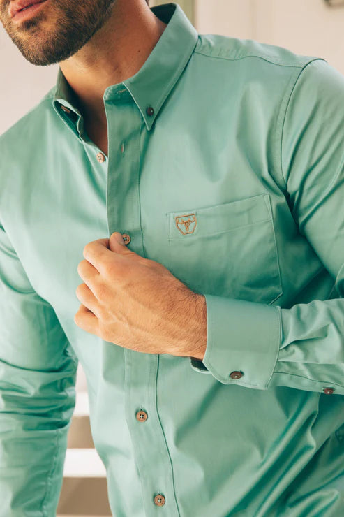 CTL9829 MEN'S SINGLE POCKET LOGO SHIRT TURQUOISE
