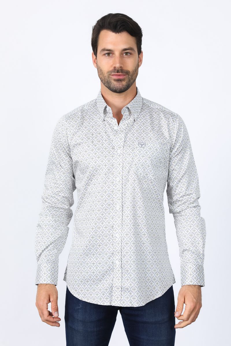 CWL10391 MENS SHIRT SATIN COTTON/SPANDEX WHITE