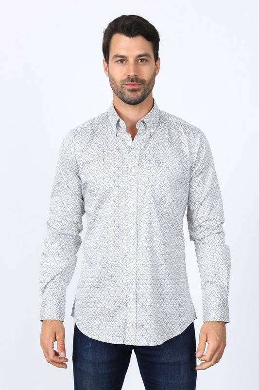 CWL10391 MENS SHIRT SATIN COTTON/SPANDEX WHITE