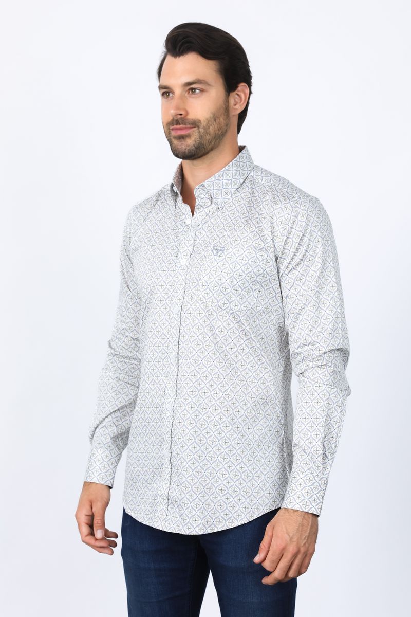 CWL10391 MENS SHIRT SATIN COTTON/SPANDEX WHITE
