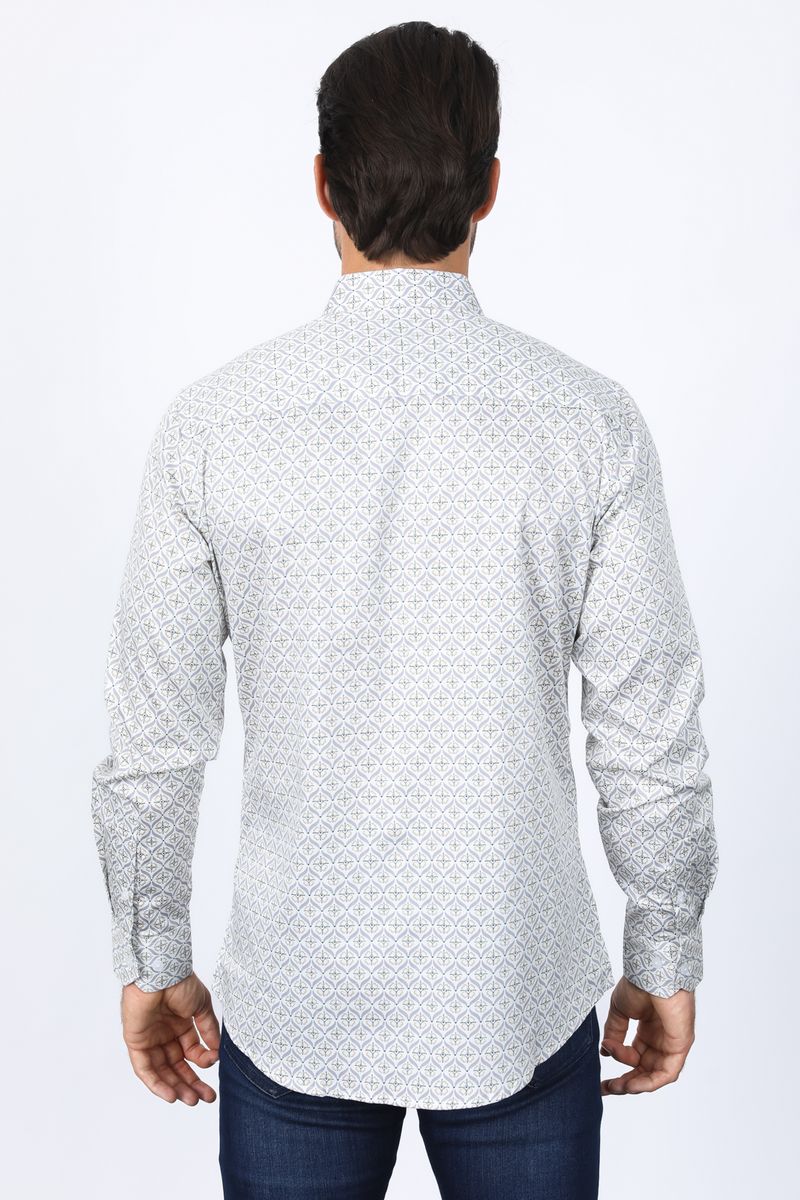 CWL10391 MENS SHIRT SATIN COTTON/SPANDEX WHITE