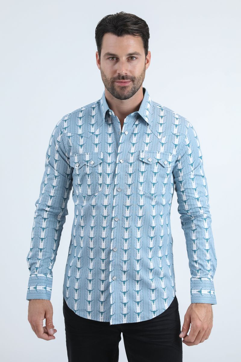 WPL11074 MENS WESTERN MODERN FIT LONG SLEEVE SHIRT WITH SNAPS