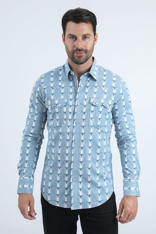 WPL11074 MENS WESTERN MODERN FIT LONG SLEEVE SHIRT WITH SNAPS