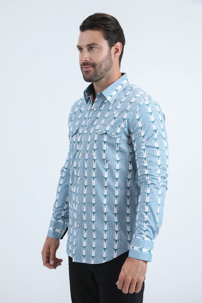 WPL11074 MENS WESTERN MODERN FIT LONG SLEEVE SHIRT WITH SNAPS