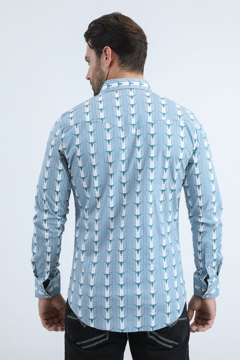 WPL11074 MENS WESTERN MODERN FIT LONG SLEEVE SHIRT WITH SNAPS
