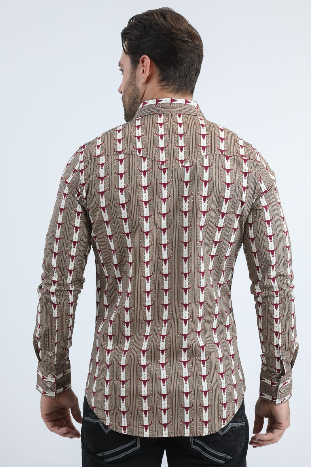 WPL11075 MENS WESTER MODERN FIT COTTON/SPANDEX LONG SLEEVE SHIRT WITH SNAPS