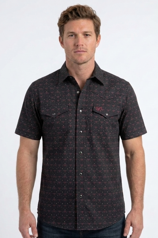 PGW11548 MENS WESTERN SHORT SLEEVE SHIRT