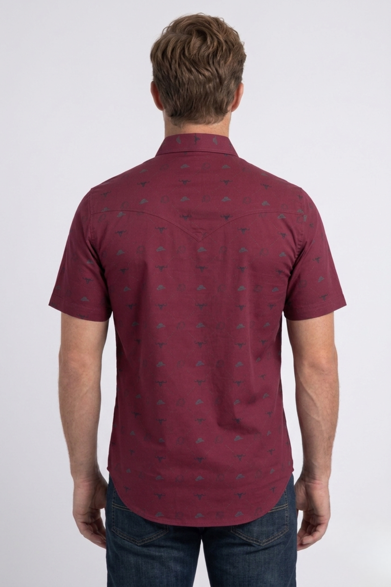 WPS11384 WESTERN SS SHIRT WITH SNAPS BUTTON RED