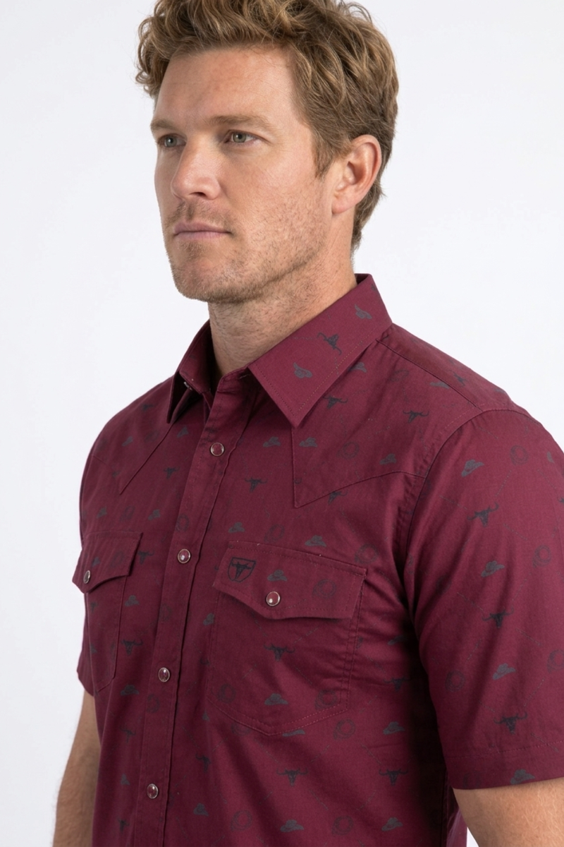 WPS11384 WESTERN SS SHIRT WITH SNAPS BUTTON RED