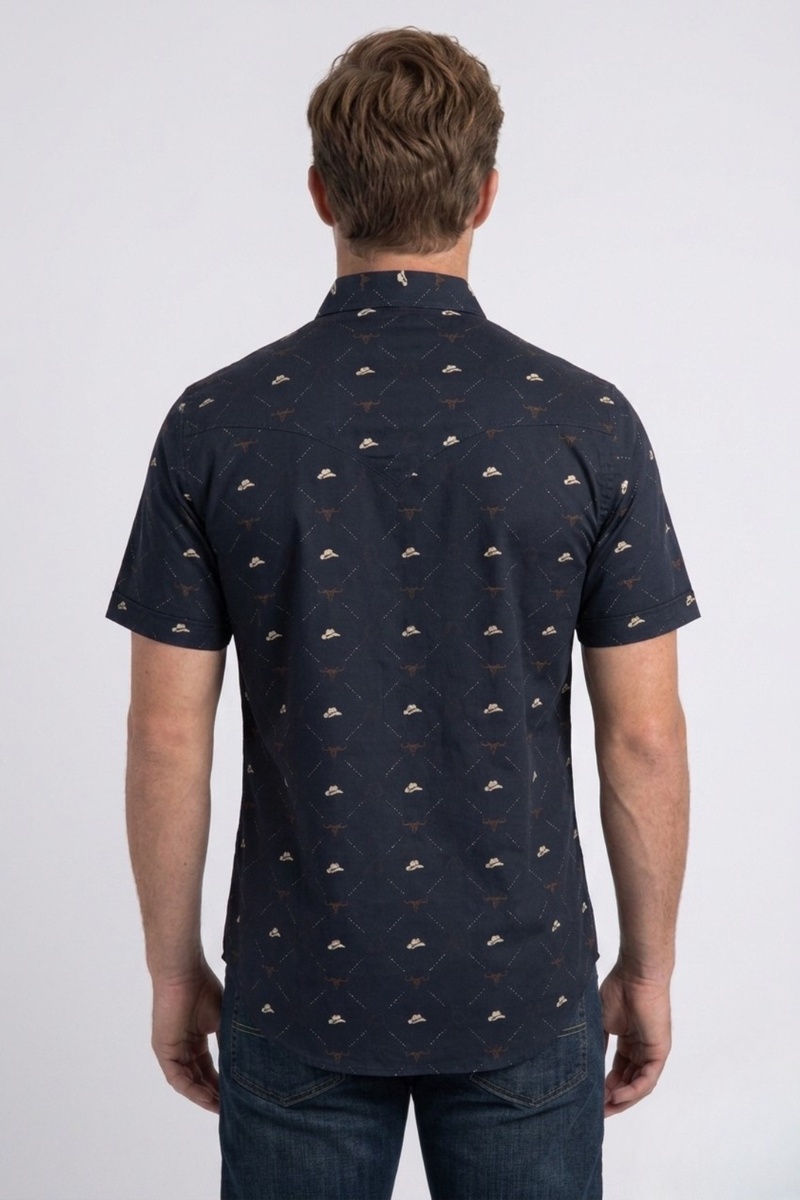 WPS11379 WESTERN SS SHIRT WITH SNAPS BUTTON BLACK