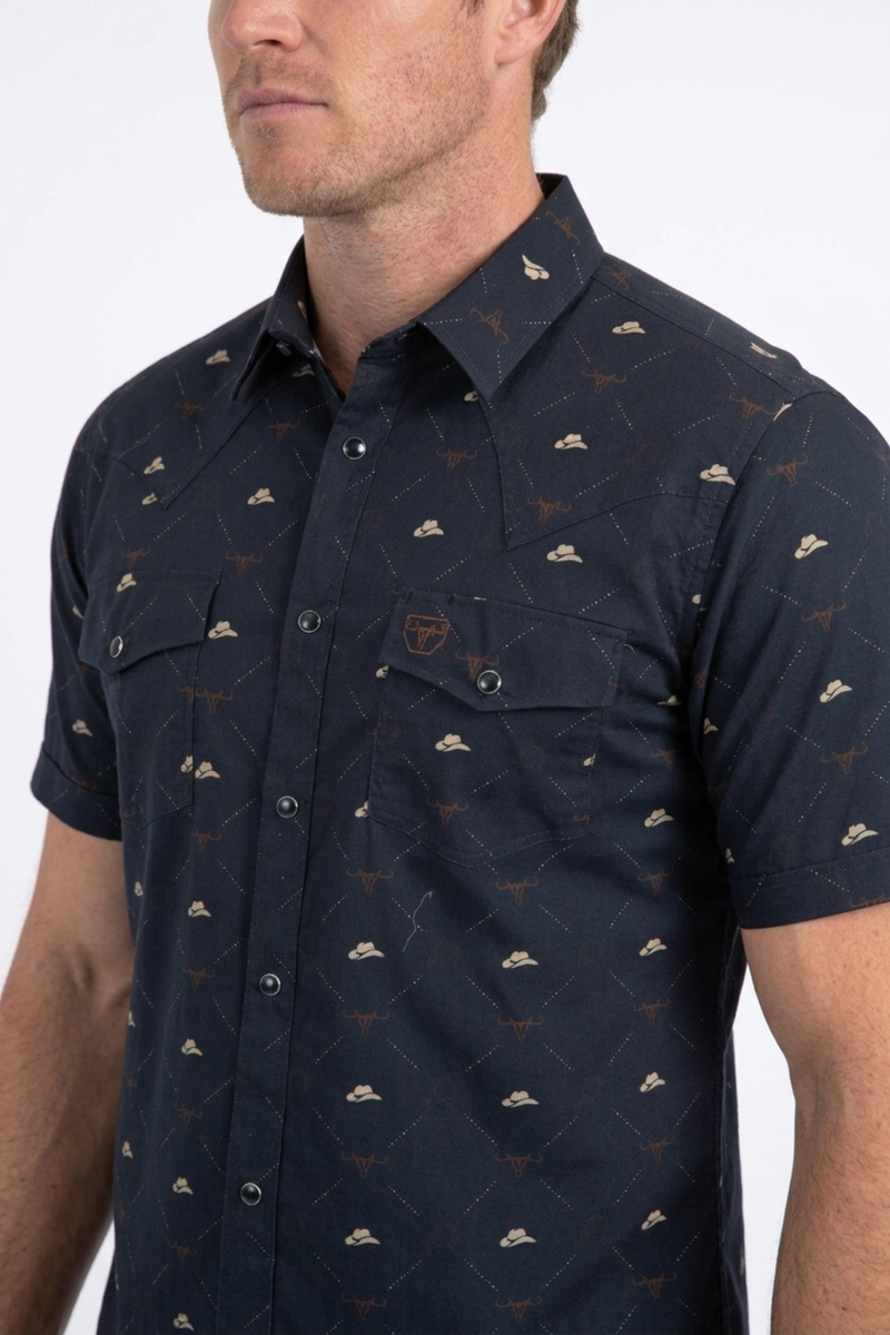 WPS11379 WESTERN SS SHIRT WITH SNAPS BUTTON BLACK