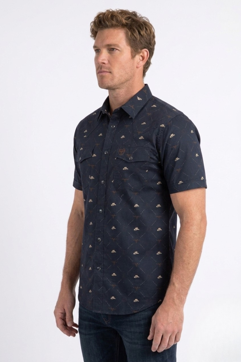 WPS11379 WESTERN SS SHIRT WITH SNAPS BUTTON BLACK