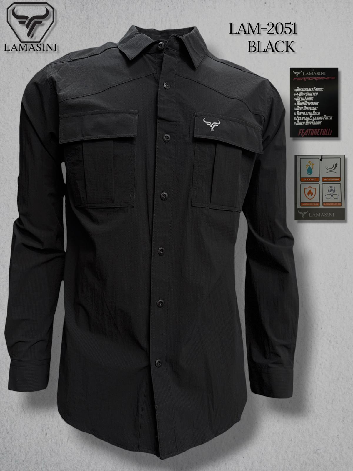 LAM2051 LONG-SLEEVE SHIRT BLACK
