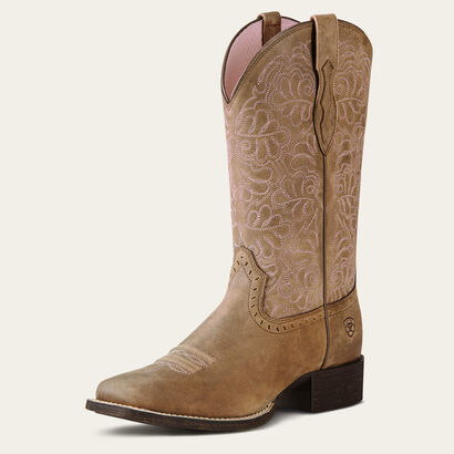 10019906 ARIAT ROUND UP REMUDA WIDE SQUARE TOE WESTERN BOOT WOMENS
