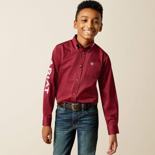 10030163 BOYS TEAM LOGO SHIRT-BURGUNDY