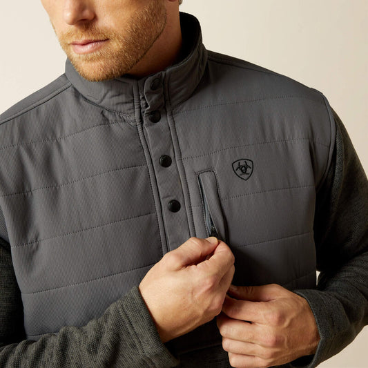 10062679 ARIAT MENS CALDWELL REINFORCED SNAP GREY SWEATER