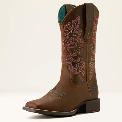 10064078 ARIAT ROUND UP STRETCHFIT WIDE SQUARE TOE WESTERN BOOT WOMEN