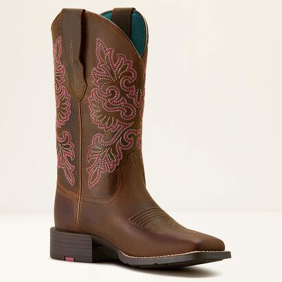 10064078 ARIAT ROUND UP STRETCHFIT WIDE SQUARE TOE WESTERN BOOT WOMEN
