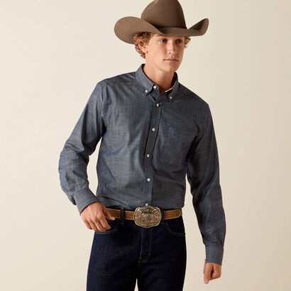 10071267 WRINKLE FREE SOLID FITTED SHIRT ARIAT