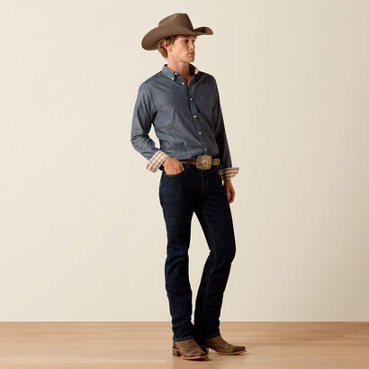 10071267 WRINKLE FREE SOLID FITTED SHIRT ARIAT