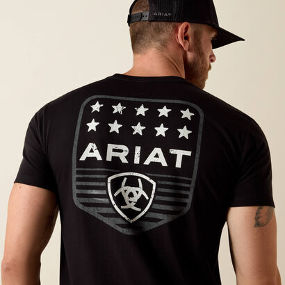 10073966 ARIAT STRIPE PATRIOTIC BADGE T-SHIRT BLACK