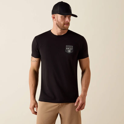 10073966 ARIAT STRIPE PATRIOTIC BADGE T-SHIRT BLACK
