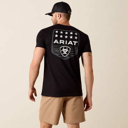 10073966 ARIAT STRIPE PATRIOTIC BADGE T-SHIRT BLACK