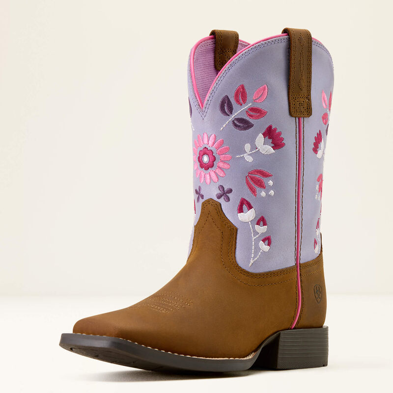 10074202 YOUTH WILD BLOOM WIDE SQUARE TOE WESTERN BOOTS