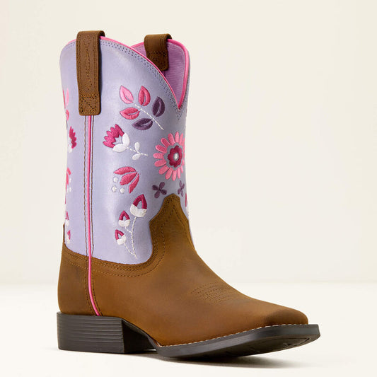 10074202 YOUTH WILD BLOOM WIDE SQUARE TOE WESTERN BOOTS