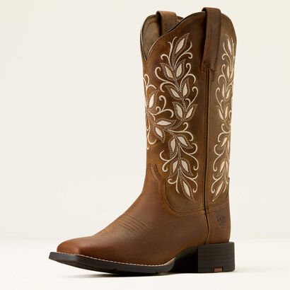 10074320 ARIAT ROUND UP HOLLY WIDE SQUARE TOE WESTERN BOOT WOMEN