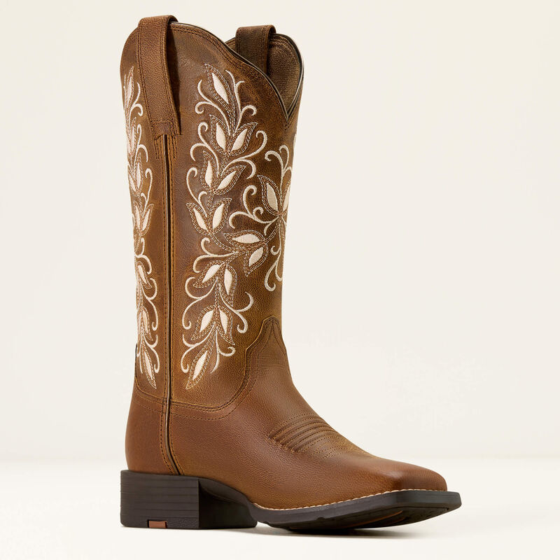 10074320 ARIAT ROUND UP HOLLY WIDE SQUARE TOE WESTERN BOOT WOMEN