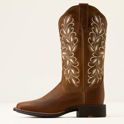 10074320 ARIAT ROUND UP HOLLY WIDE SQUARE TOE WESTERN BOOT WOMEN