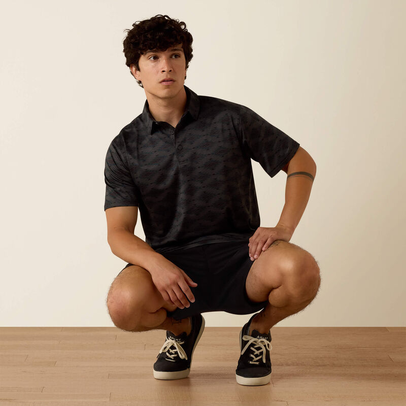 10076065 ALL OVER PRINT HEATHERED CLASSIC FIT POLO