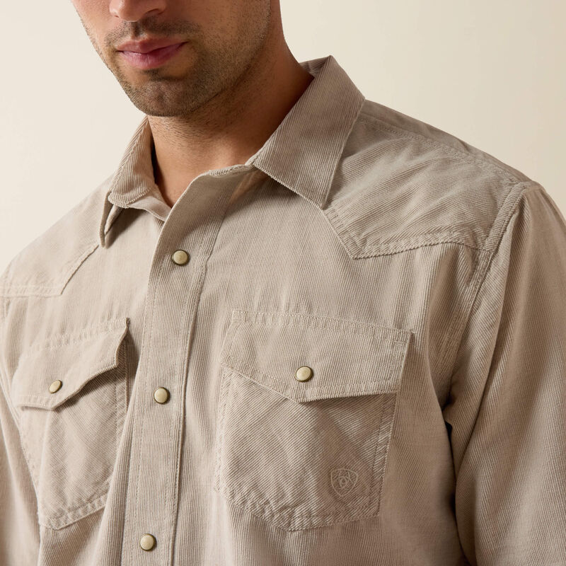 10080647 ARIAT RETRO HANDORF CORDUROY FITTED LONG SLEEVE SNAP SHIRT