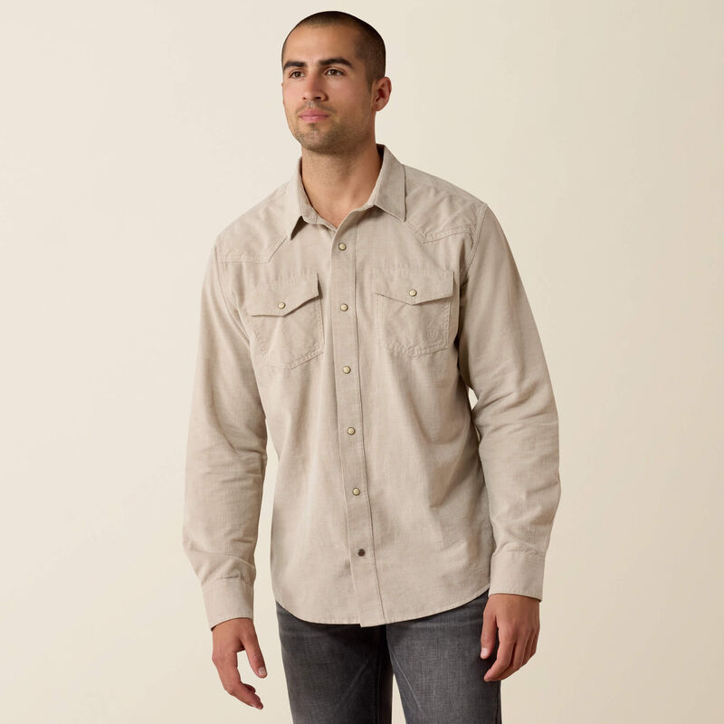 10080647 ARIAT RETRO HANDORF CORDUROY FITTED LONG SLEEVE SNAP SHIRT