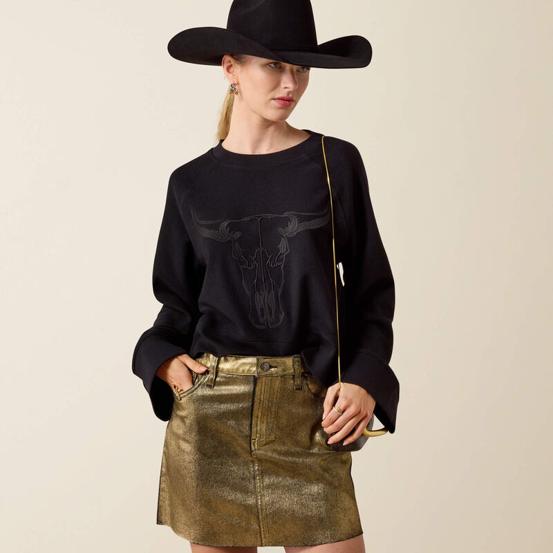10080672 ARIAT STEER STATEMENT SWEATSHIRT BLACK