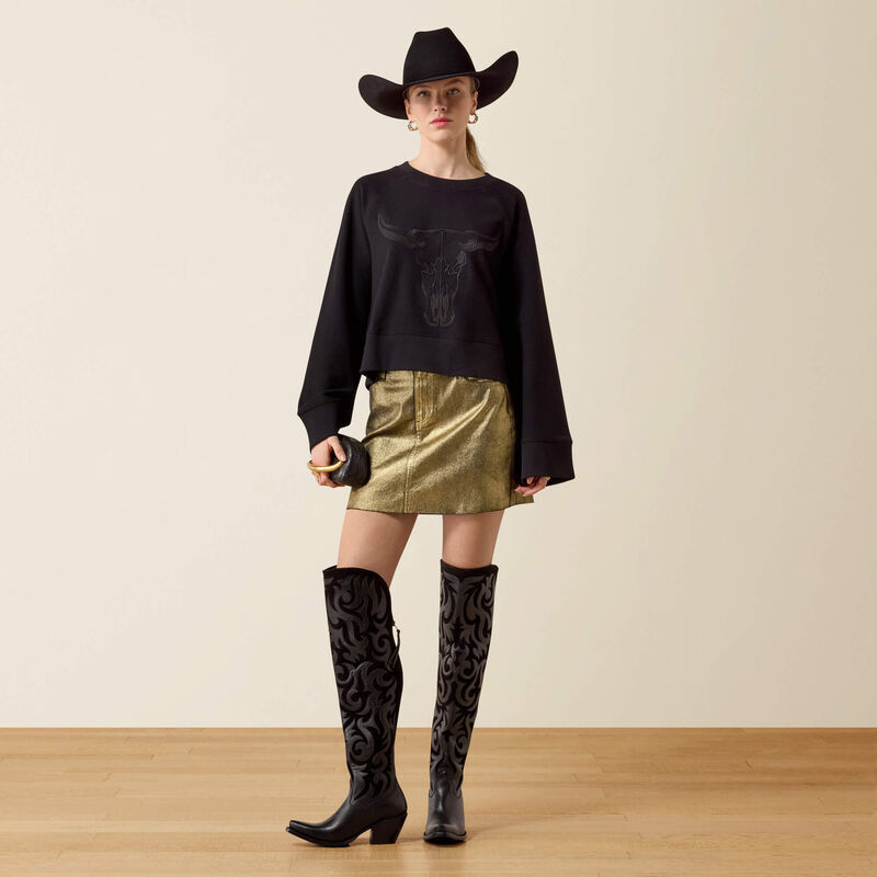 10080672 ARIAT STEER STATEMENT SWEATSHIRT BLACK